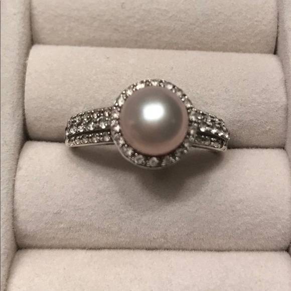 Jewelry - Dyed pink pearl with white sapphires from Zales